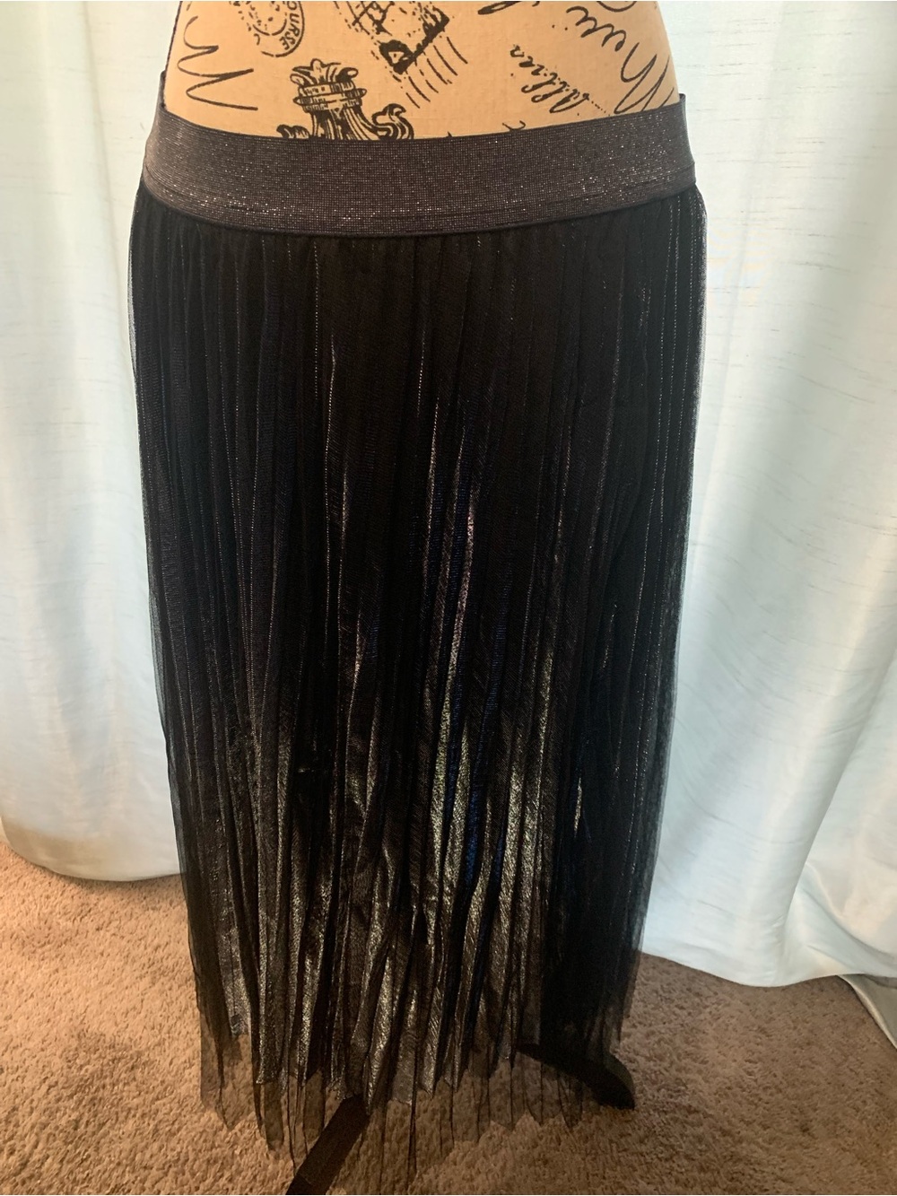 Black/Blue Pleated Shimmer Skirt
